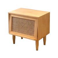 Nordic Inspired Rattan Bedside Table Japanese Design Rattan Bedside Cabinet Minimalist Design Nightstand Sturdy Construction for Apartment Dwellers, Homeowners, Interior Decorators, Bedroom, Homestay, Entryway