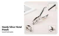 Long Curved Handles Single-Hole Punch Plier Compact Size Single Hole Punch Silver Metal