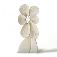 Floral Sculpture Cream-Colored Decorative Piece Figurine Textured Tabletop Decor for Entryway, Office Reception