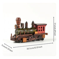 Wooden Train Model Carved Steam Locomotive Model Rustic for Office, Collectors