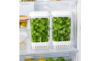 2 Pieces Produce Preserver Keeper Ventilated Greens Keeper Upright Storage Box with Slotted Lid for Home Cooks, Fridge Organization
