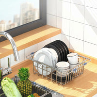 Kitchen Sink Strainer and Expandable Sink Basket, Stainless Steel Sink Drainer for Food Waste, Space Saving Modern Minimalist Pasta Colander