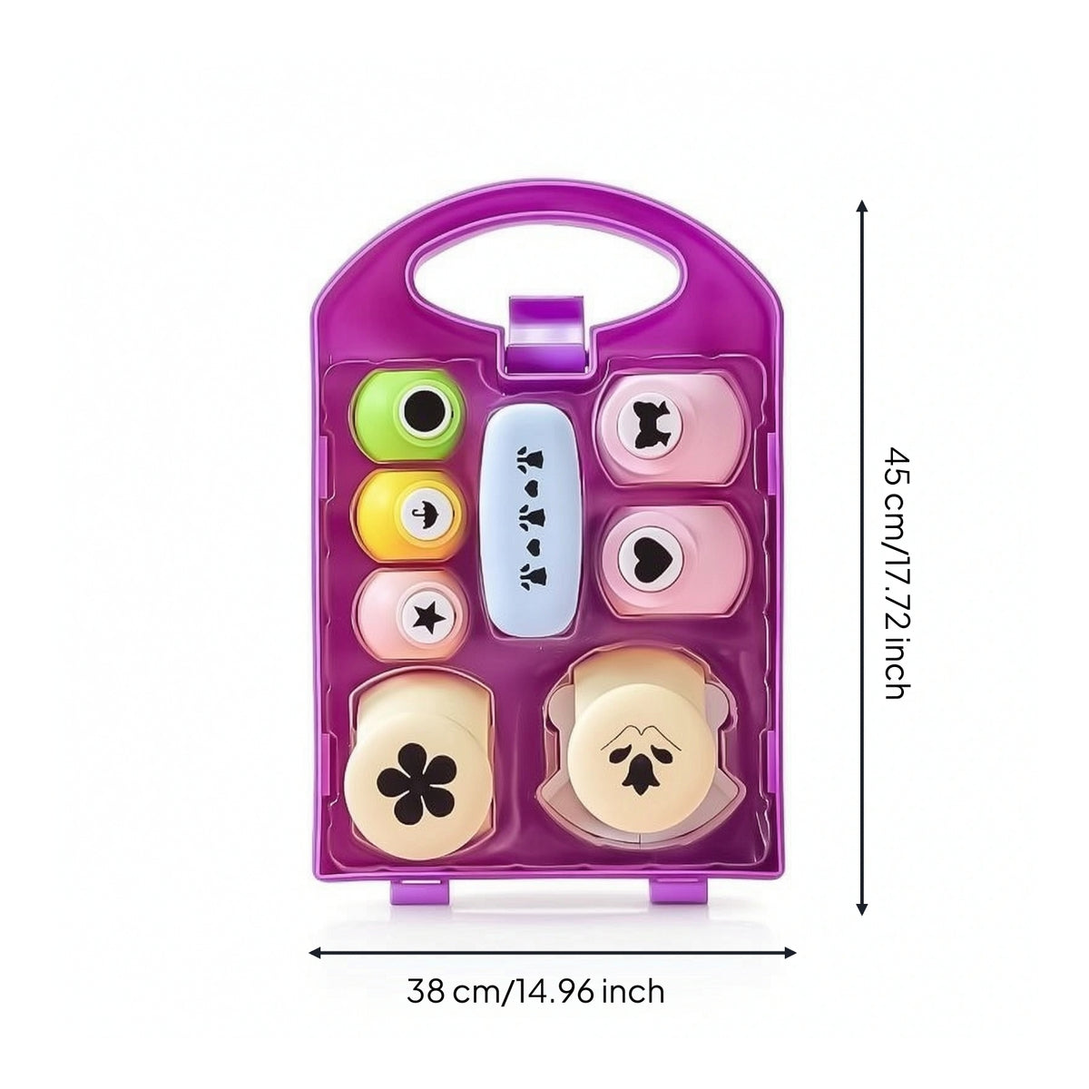 Paper Craft Tool Kit with Container Shape Stamper Set with Storage Case Easy to Use Paper Hole Punch Set for Students, Card Making