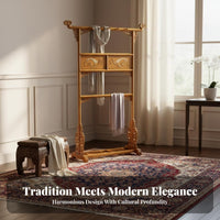 Classical Design Ornate Carved Hall Tree Intricate Carvings Coat Stand Floor-Standing Garment Rack unobstructedstanding for Interior Designers, Homeowners, Families, Bedroom, Entryway, Hallway, Living Room