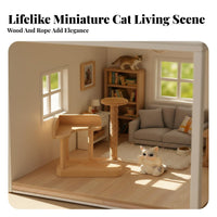 Realistic Intricate Dollhouse Cat Tree Photography Prop Miniature Cat Scratching Post Cute Design for Adults, Miniature Scene S