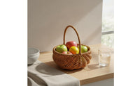 2 Pieces Multi-Purpose Plastic Rattan Basket Multipurpose Flower Basket with Handle Portable