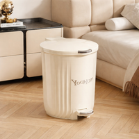 Large 40 Litre Kitchen Bin, Pedal Kitchen Bin for Food Scraps, Lidded Cylindrical Waste Bin, Easy Clean Material