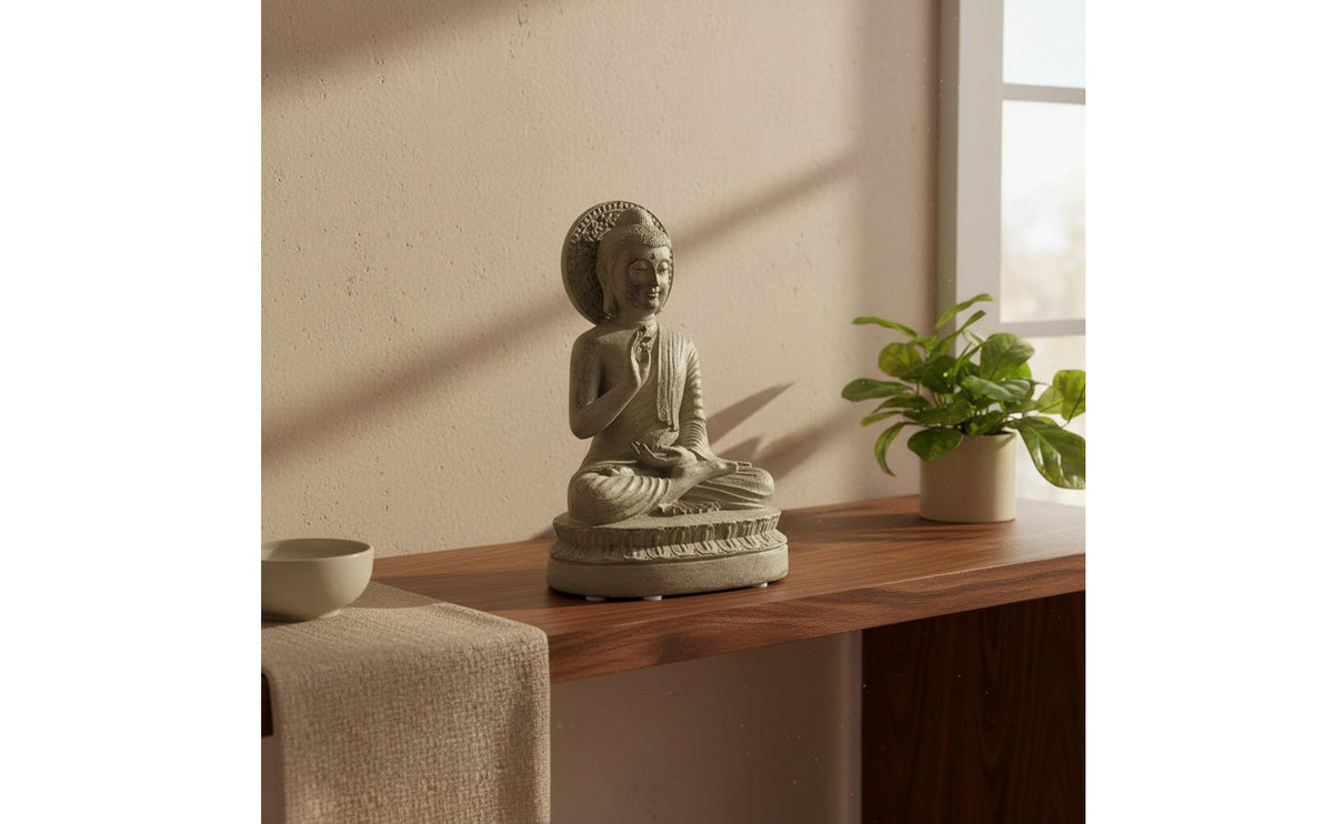 Spiritual Decor Buddha Statue Peaceful and Calming Resin Buddha Figurine Excellent Gift Idea Zen Meditation Statue Detailed Craftsmanship for Meditators, Mindful Movement Practitioners, Tea Room, Office Desk