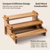 Wooden Tiered Spice Rack Organiser for Countertop, Tier Freestanding Kitchen Storage Rack, Modern Minimalist, Wood Seasoning Organiser Shelf