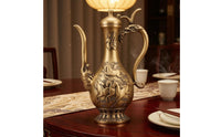 Lidded Brass Spirit Pot Chinese-Style Ornate Brass Spirit Pot for Home Display