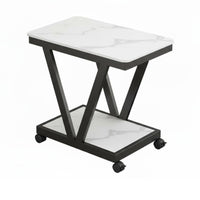 Nordic aesthetic Rolling C-Table Mobile Design Nightstand dual-leveled Storage Household Furniture Lockable casters for Remote Workers, Apartment Dwellers, Homeowners, Living Room, Bedroom, Small Spaces, Home Office