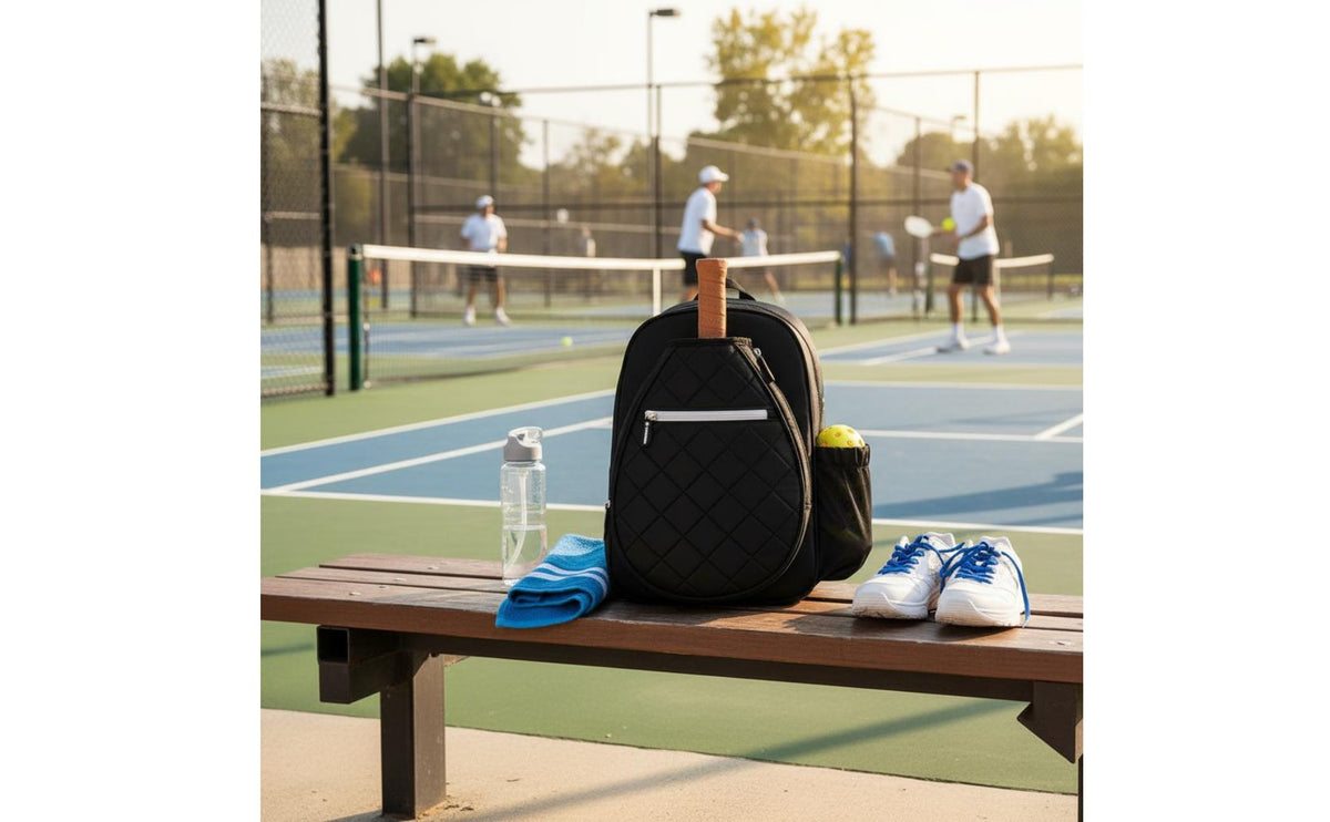 Quilted Pickleball Backpack Large Capacity Sports Paddle Bag Damp and Dry Separation Divided Storage Sports Backpack Shoe Compartment for Outdoor