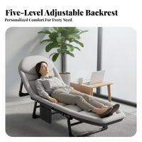 Foldable Design Single Folding Cot Space Saving Padded Camping Cot Easy Setup Portable Furniture Adjustable Backrest for Office Workers, Hospital Visitors, House Guests, Home, voyage, Patio