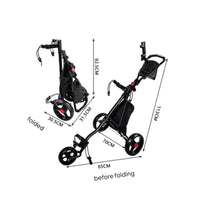 3 Wheel Golf Push Cart Portable 3 Wheel Golf Trolley Sturdy Frame Athletic Gear for Golfers