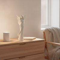 White Angel Figurine Tabletop Angel Figurine with Wings Resin Sculpture Decorative for Collectors, Shelf