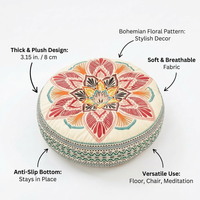Bohemian Mandala Floor Pillow Cover, Decorative Bohemian Seating Throw, Thickened Round Meditation Mat, Hippie Round for Living Room Floor