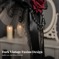 Gothic Mini Hat Handmade Doll-Like Hair Fastener Hat Gothic Floral Accent Fascinator Secure Fit Floral Accent Mesh Covering