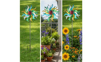 Floral Wind Rotator Rotating Wind Rotator with Ladybug Moving Yard Art for Flower Bed