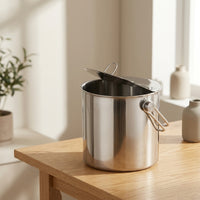 Stainless Steel Ice Bucket with Handle, KTV Champagne Beer Wine Cooler, Commercial Kitchen Portable Ice Cube Bucket