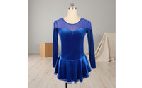 Long Sleeve Figure Skating Dress Handmade Plush Ice Skating Costume for Girls, Contest