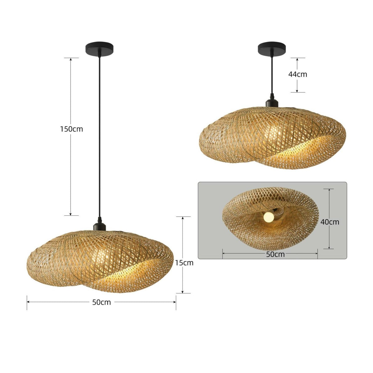 Bamboo Hanging Lamp Tranquil Influenced Woven Lampshade Retro Design Indoor Lighting for Tea Room