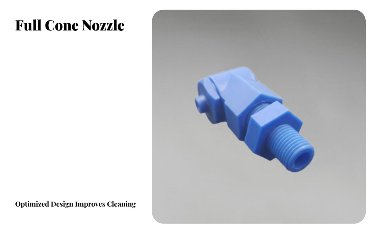 Right Angle Full Cone Nozzle Detachable Three-Piece Design 90 Degree Solid Cone Nozzle PP Construction Industrial Component for Gas Scrubbing