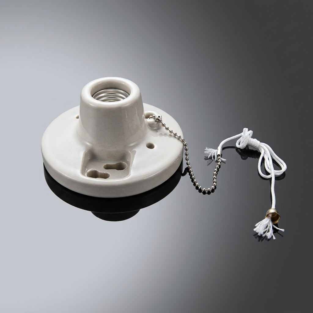 Ceiling Light with Pull Cord for Ceiling Lighting, Vintage Lamp E27 Bulb Holder with Pull Switch, Large 4.5 Inch Base Diameter, 220V E27 Base
