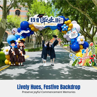 Graduation Ceremony Decoration, Balloon Arch, Foam Board Backdrop, Scene Setup for School & College