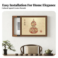 Punch-No-Drill Installation Electric Meter Box Decorative Painting Easy Entry Design Electric Meter Box Cover Long-Lasting Construction Chinese Design Gourd Wall Art Dust & Moisture Protection for Homeowners, Interior Designers, Entryway, Hallway, Kitchen