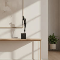Human Figurine Cast Aluminum Standing Sculpture Minimalist Sculpture with Base for Simplifiers, Bookshelf, Entryway