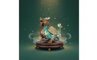 Good Luck Charm Copper Dragon Turtle Figurine Housewarming Gift Feng Shui Dragon Tortoise Hand-Cast Chinese Wealth Turtle Sculpture Lost-Modeling Casting for Business Owners, Collectors, Office, Desk, Study Room