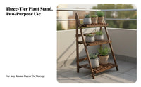 Foldable Wooden Flower Rack Foldable Flower Rack Sturdy Wood Cactus Stand Sturdy Construction for Patio