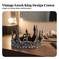 King Crown Lightweight PU Foam Crown Detailed 3D Pattern Ancient King Headpiece for Cosplayers, Actors, Halloween, Stage Performance, Birthday Parties