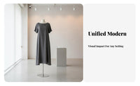 Slim Profile Clothing Display Stand Stable Metal Base Flat Chest Mannequin Easy to Assemble Half Body Dress Form Linen Covered for Retailers, Fashion Designers, Online Sellers, Boutique, Photoshoot, Photography Studio, Home