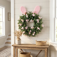 Easter Wreath, Spring Door & Wall Decor, Faux Eucalyptus & Artificial Bunny, Indoor & Outdoor Decoration, Farmhouse Style