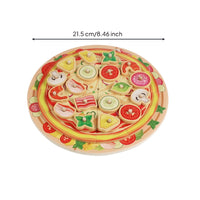Pizza Board with Toppings Interactive Wooden Pizza Toy Educational Playset for Kids, Preschoolers