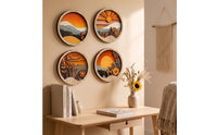 4 Pieces Forest Landscape Wall Decor Mountain Plaque with Landscape Design Wall Plaque Layered Wood Panel Bohemian