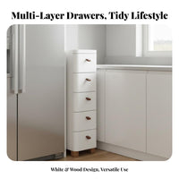 Narrow Storage Organizer Space-Saving Design Narrow Drawer Cabinet Removable Drawers Japanese Design Dresser for Homeowners, Bedroom, Living Room