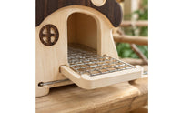 Parrot Breeding House Built-in Thermometer Bird Breeding Box Pull-out Mesh Base Wooden Bird Nest Box for Winter