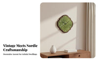High Quality Texture Green Landscape Clock Quartz Movement Retro Artistic Wall Clock Ideal Gift Easy to Read for Interior Design Enthusiasts, Homeowners, Living Room, Bedroom, Office, Kitchen