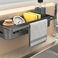 Bathroom Sink Organizer, Freestanding Draining Racks for Kitchen, No Drill Countertop Basket for Home Cooks, Versatile & Sponge Holder