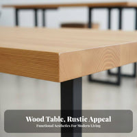 Mechanical Pipe Leg Table Retro Design Mechanical look worktable sturdy Wood Top Household Furniture for homeowners, Adults, Home, Restaurant, Kitchen