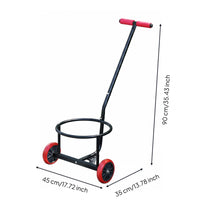 Hand-Push Bucket Cart Angled Handle Rolling Utility Cart Heavy Duty Metal Trolley for Household Flooring