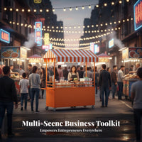 On Wheels Mobile Food Cart Multi-Purpose Street Food Stand Versatile Vendor Cart with Canopy Heavy Duty for Small Business Owners, Entrepreneurs, Caterers, Night Markets, Festivals, Craft Fairs, Retail Shops