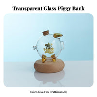 Glass Pig Piggy Bank Ideal Gift Pig Shaped Change Bank Decorative Clear Glass Savings Jar for Kids, Infants, Nursery, Desktop