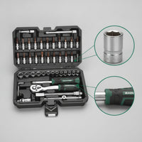 Ratchet Socket Wrench Tool Kit Vanadium Alloy Steel Steel Socket Wrench Set Textured Grip Mechanics Tool Set with Case for Handymen, Auto Repair