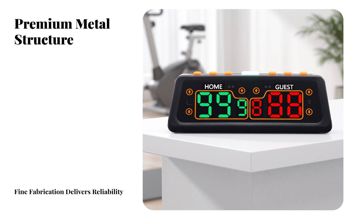Rechargeable Tabletop Scoreboard Portable 6-Digit Scoreboard with Timer Slim Electronic Score Keeper Digital for Players, Clubs, Table Tennis, Chess, Billiards, Game Rooms