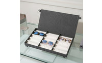 Soft Material Premium Lining 15 Slot Glasses Case Dust-Proof Foldable Sunglasses Display Tray Snap Button Closure Accessory Organizer for Closet