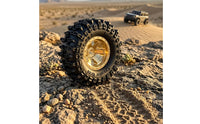 4 Pieces off-Terrain RC Crawler Wheel Set Knobby Crawler Wheels with Brass Hubs Aggressive Wheels with Tires Multi-Spoke for Hobbyists, Rock Crawling, Trail Running