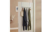Aluminum over the Door Hook Rack All Metal Door Hanger with 5 Hooks Rust Resistant Slim for Bathroom